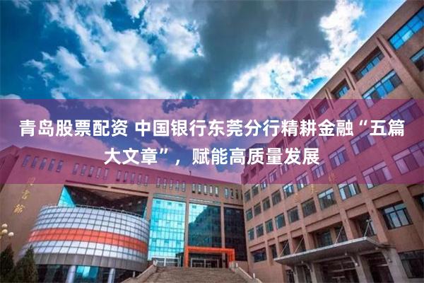 青岛股票配资 中国银行东莞分行精耕金融“五篇大文章”，赋能高质量发展
