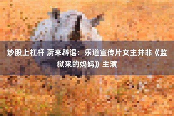 炒股上杠杆 蔚来辟谣：乐道宣传片女主并非《监狱来的妈妈》主演